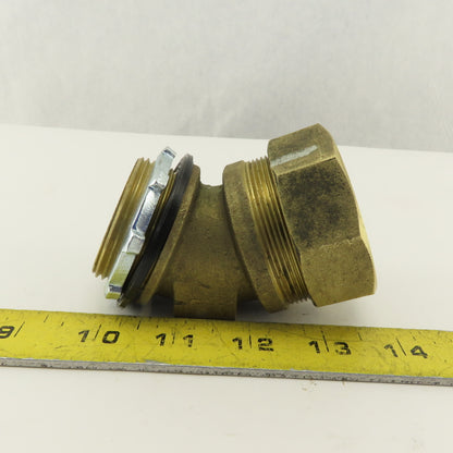 2" Brass EMT Liquid Tight Conduit x 2" Box Connector 45° Elbow