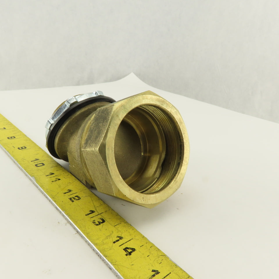 2" Brass EMT Liquid Tight Conduit x 2" Box Connector 45° Elbow