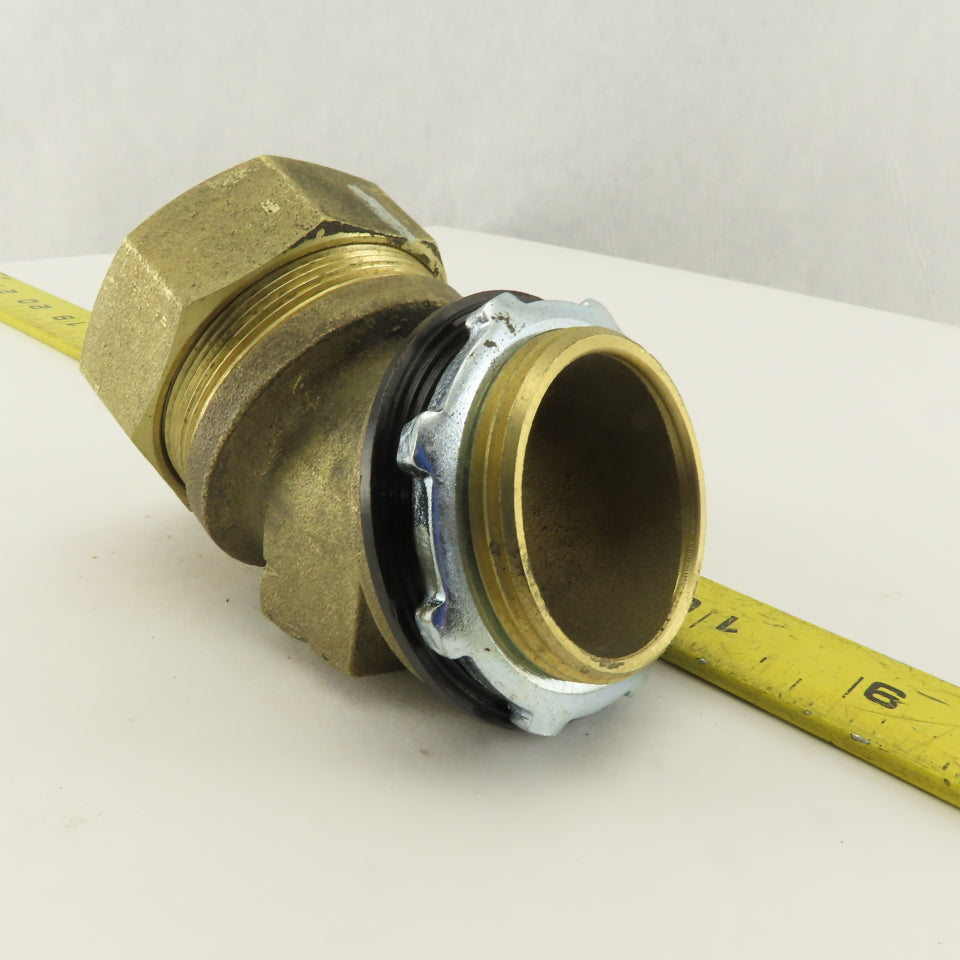 2" Brass EMT Liquid Tight Conduit x 2" Box Connector 45° Elbow