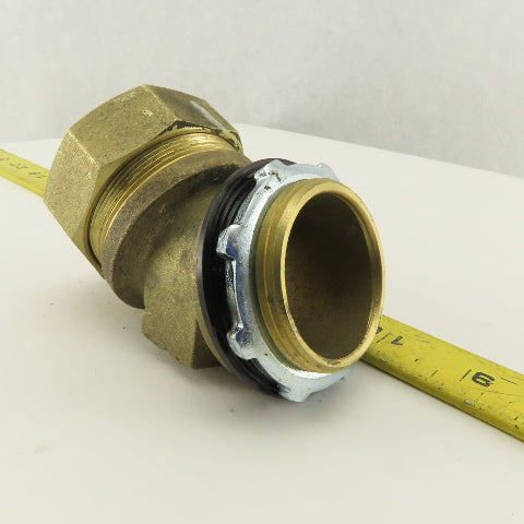 2" Brass EMT Liquid Tight Conduit x 2" Box Connector 45° Elbow