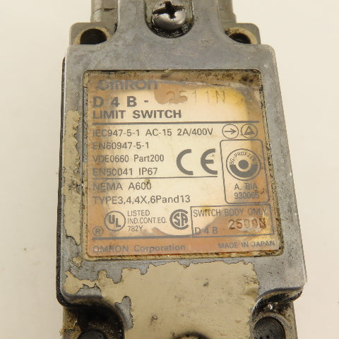Omron D4B-2511N 400V 2A Cam Roller Rocker Limit Switch