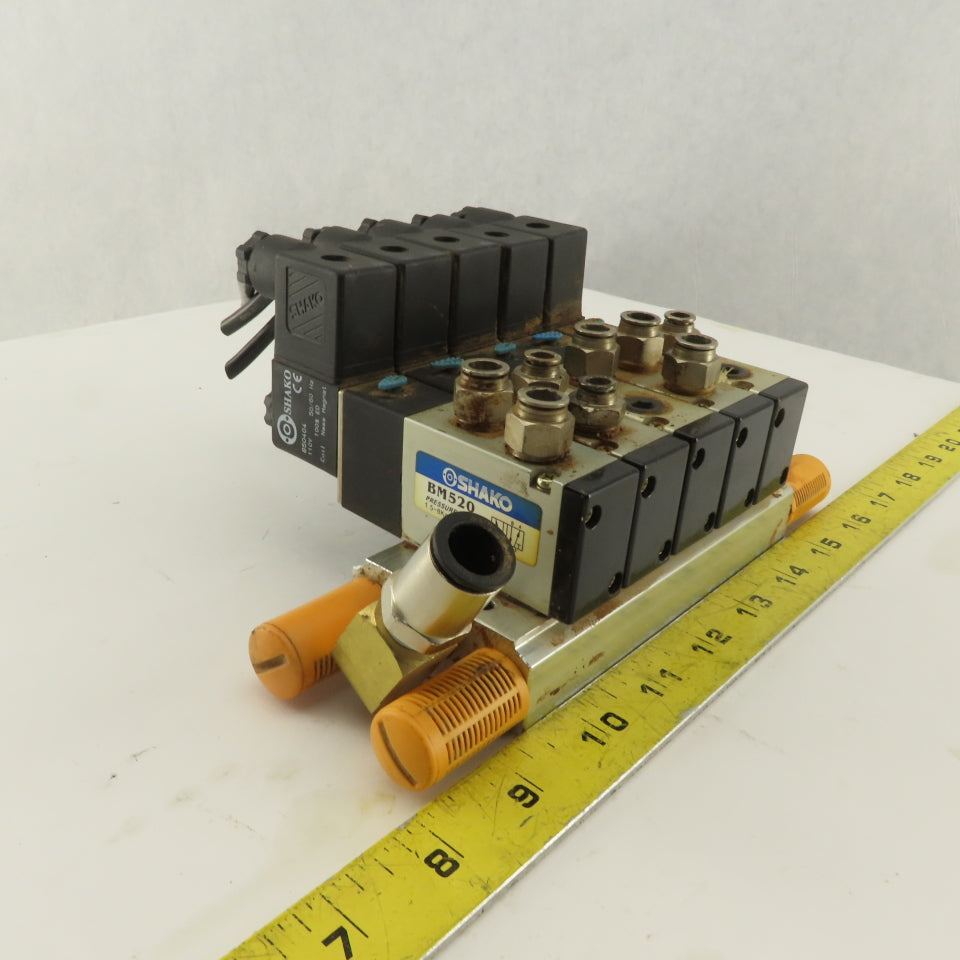 Shako BM520 2 Way Pneumatic Single Solenoid Valve Bank Manifold 110V Coil