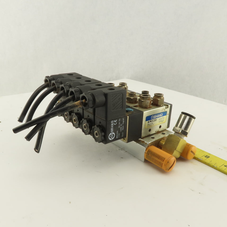 Shako BM520 2 Way Pneumatic Single Solenoid Valve Bank Manifold 110V Coil