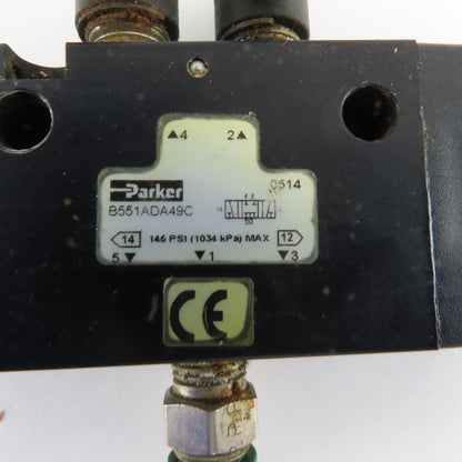 Parker B551ADA49C 5/3 Position Tandem Double Solenoid Pneumatic Valve