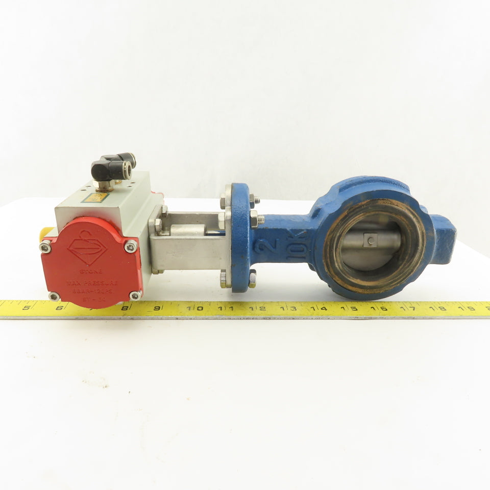 Stone 2" Wafer Butterfly Valve Pneumatic Actuator 120PSI Needs Seals