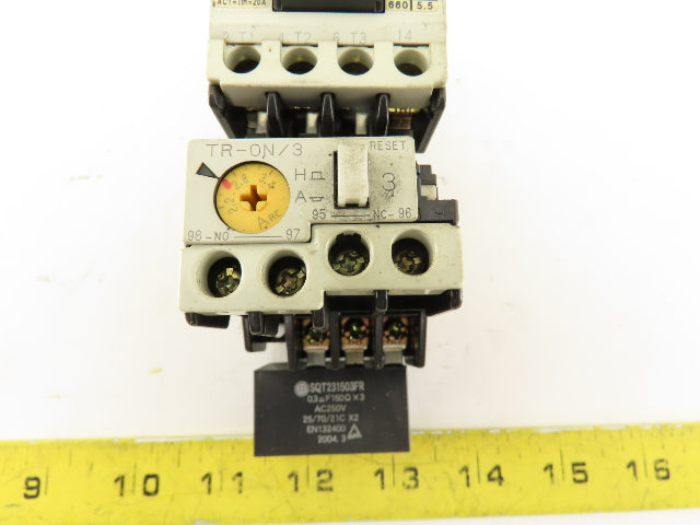 Fuji SC-0 TR-ON/3 600V 5Hp Magnetic Contactor 2.2-3.4 Trip Range 110V Coil