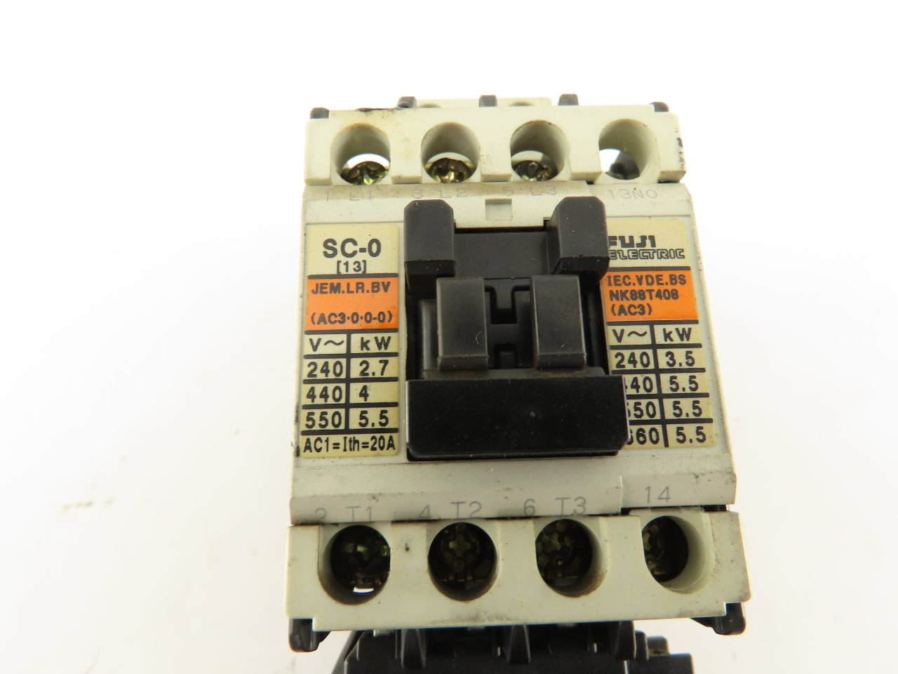 Fuji SC-0 TR-ON/3 600V 5Hp Magnetic Contactor 2.2-3.4 Trip Range 110V Coil