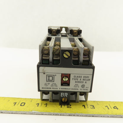 Square D Class 8501 Type XO 20 12 Pole 8 N/C Contactor Control Relay 120V