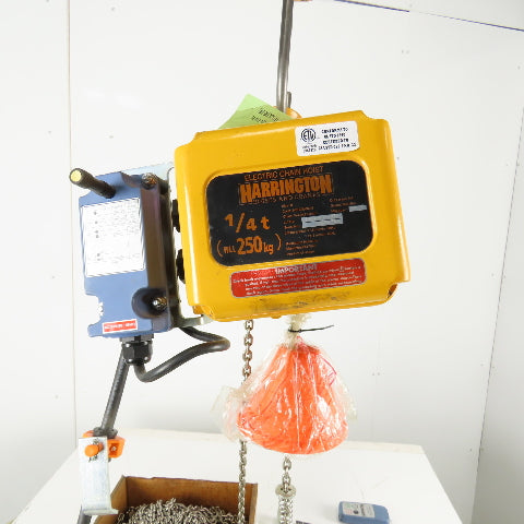 Harrington NER2W003H 1/4 Ton Electric Chain Hoist 250' Lift 21.2MPM 230V Remotes