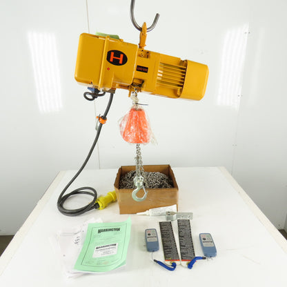 Harrington NER2W003H 1/4 Ton Electric Chain Hoist 250' Lift 21.2MPM 230V Remotes