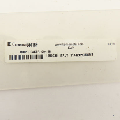 Kennametal CBT16F KWH Chipbreaker 1/2" Indexable Insert Triangle Lot Of 10