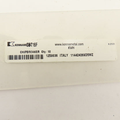 Kennametal CBT16F KWH Chipbreaker 1/2" Indexable Insert Triangle Lot Of 10