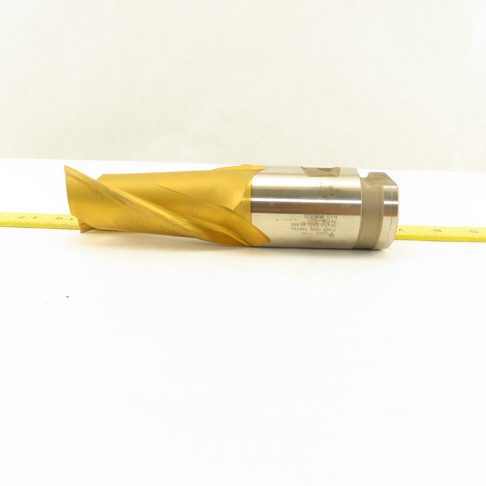 Fast Cut 74104 2" 2 Flute End Mill Positiv-Lok Shank Acculead 10.883 TiN Coated