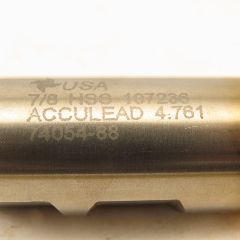 Fast Cut 107236 7/8" Single End 2 Flute End Mill TiN Coated Acculead  4.761