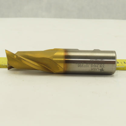 Fast Cut 107236 7/8" Single End 2 Flute End Mill TiN Coated Acculead  4.761