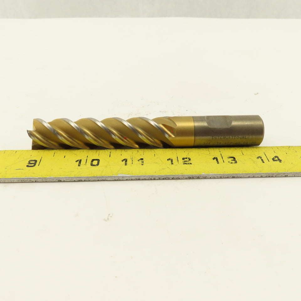 International 3/4" Cut x 3/4" Shank 4 Flute End Mill Cutter Cobalt Lead 2.380