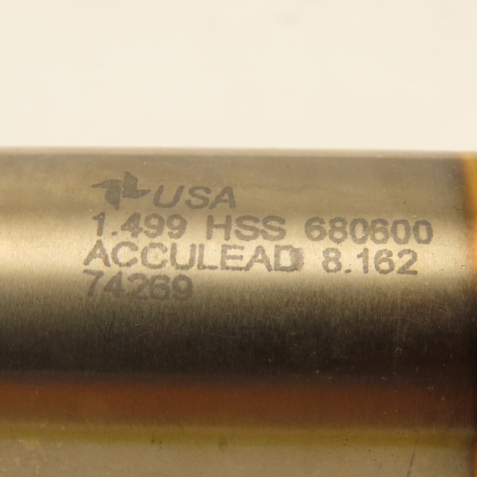 Fast Cut 74269 1.499 Cut End Mill 2 Flute 1-1/4" Shank TiN Coated Acculead 8.162