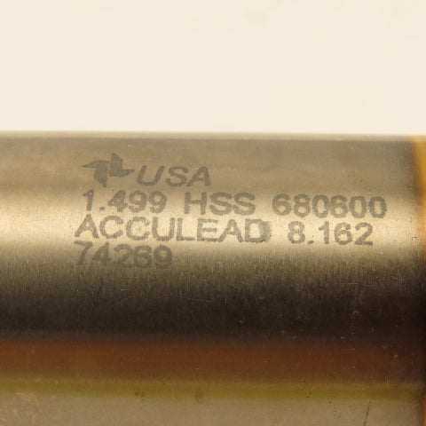 Fast Cut 74269 1.499 Cut End Mill 2 Flute 1-1/4" Shank TiN Coated Acculead 8.162