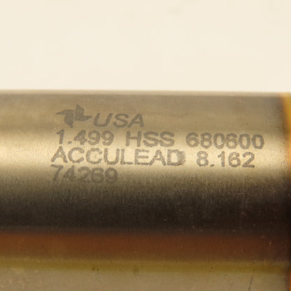 Fast Cut 74269 1.499 Cut End Mill 2 Flute 1-1/4" Shank TiN Coated Acculead 8.162