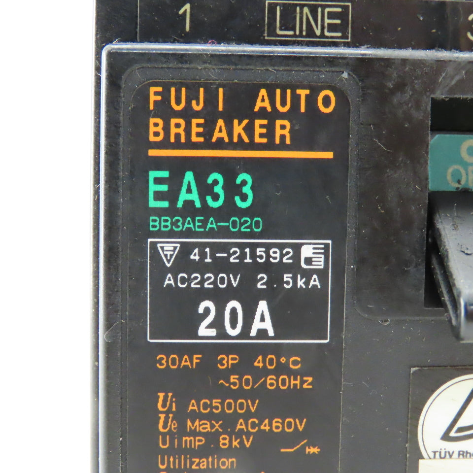Fuji EA33 BB3AEA-020 20A 220V 3 Pole Circuit Breaker