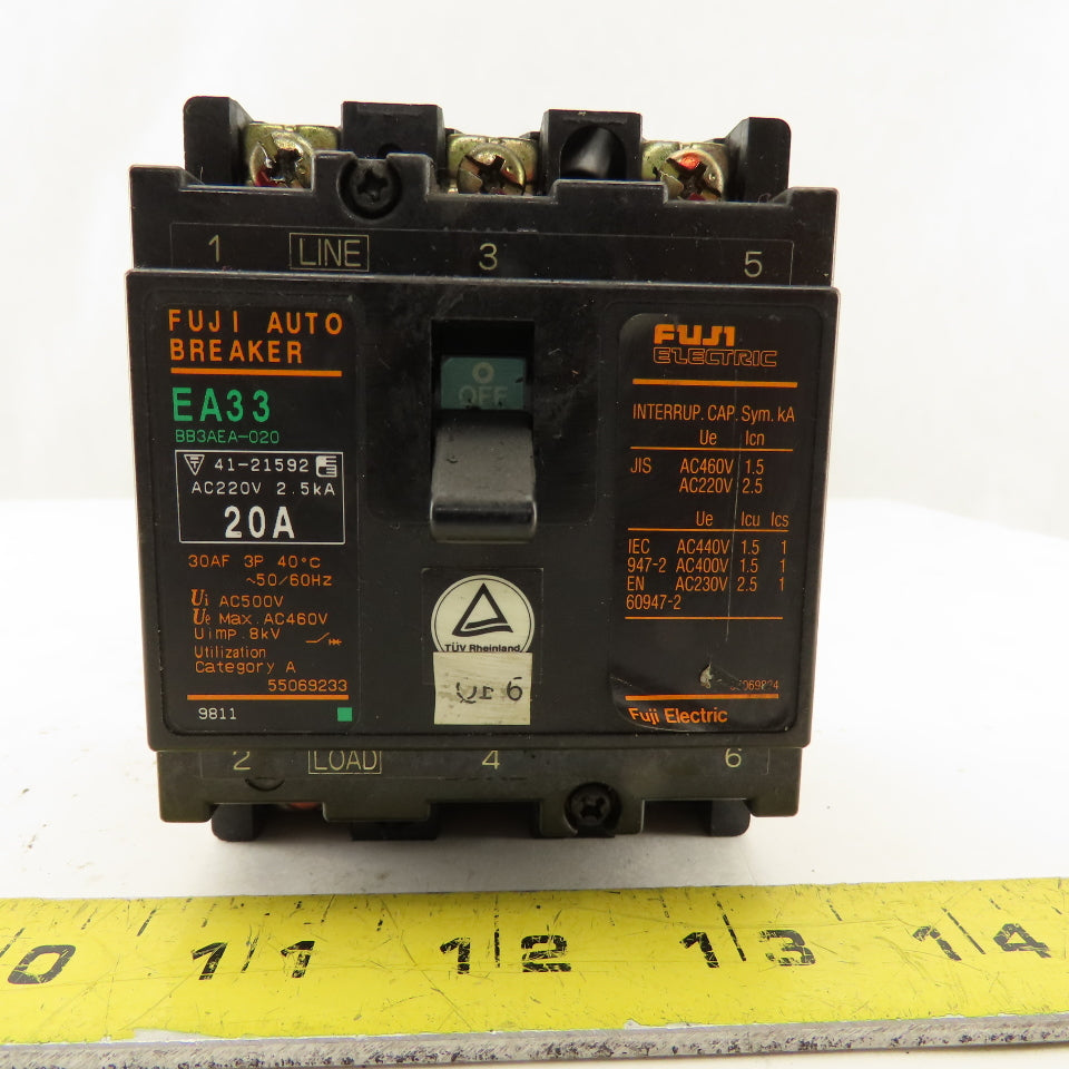 Fuji EA33 BB3AEA-020 20A 220V 3 Pole Circuit Breaker