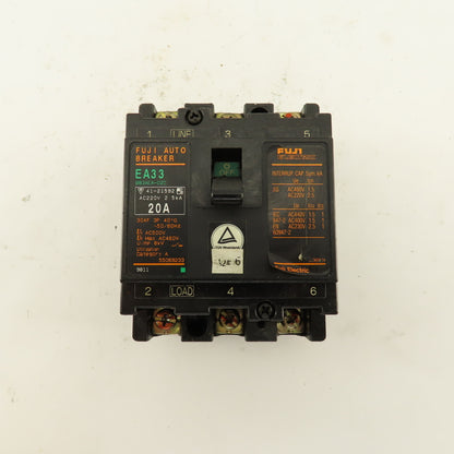 Fuji EA33 BB3AEA-020 20A 220V 3 Pole Circuit Breaker