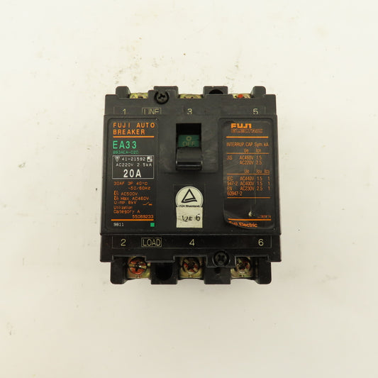 Fuji EA33 BB3AEA-020 20A 220V 3 Pole Circuit Breaker