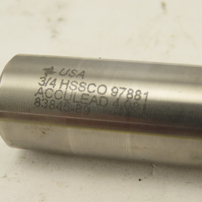 Fast Cut 83845-89-F 3/4" Dia. 1-5/8" Flute Length 4 Flute End Mill HSSCO Cobalt