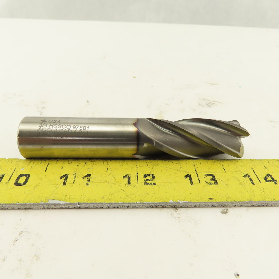 Fast Cut 83845-89-F 3/4" Dia. 1-5/8" Flute Length 4 Flute End Mill HSSCO Cobalt
