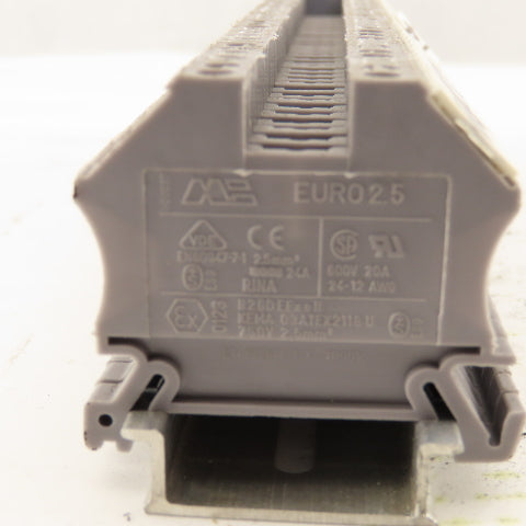 Kema 03ATEX2118U Euro 2.5 Electrical Terminal Block Strip 600V 20A Lot Of 36