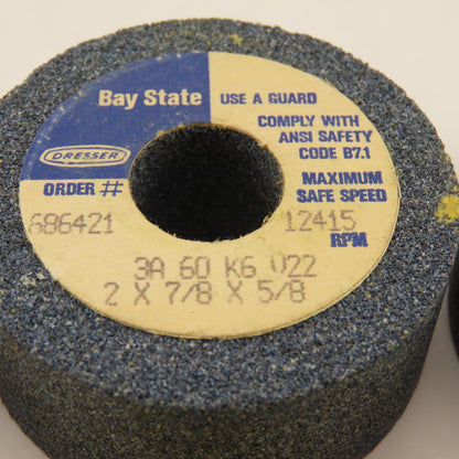 Dresser 686421 3A 60 K6 V22 Abrasive Wheel 2" x 7/8" With 5/8" Arbor Lot Of 5
