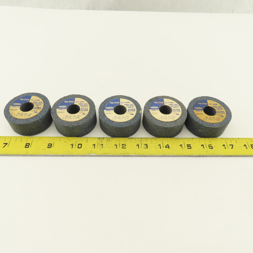 Dresser 686421 3A 60 K6 V22 Abrasive Wheel 2" x 7/8" With 5/8" Arbor Lot Of 5