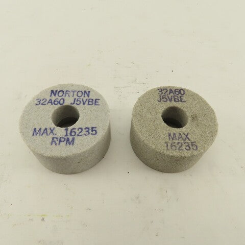Norton 32A60 J5VBE 2" x 1" x 5/8" Alundum Grinding Wheels Lot Of 2