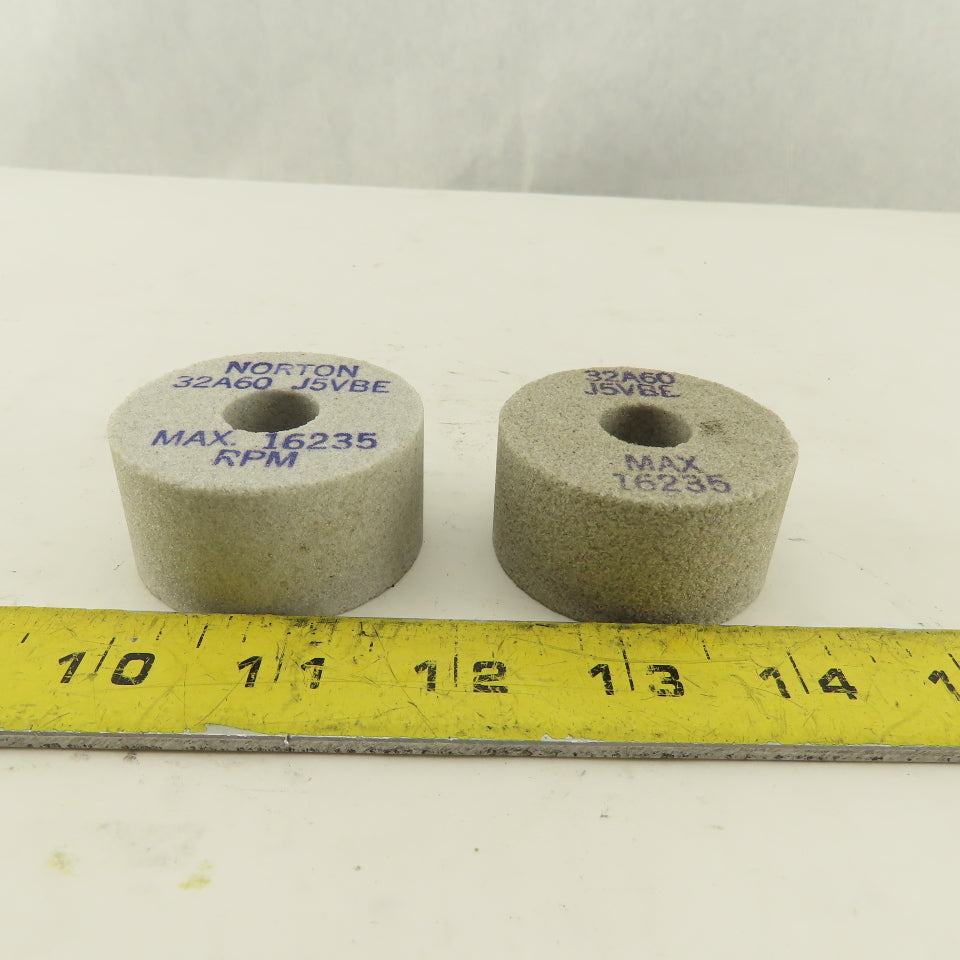 Norton 32A60 J5VBE 2" x 1" x 5/8" Alundum Grinding Wheels Lot Of 2