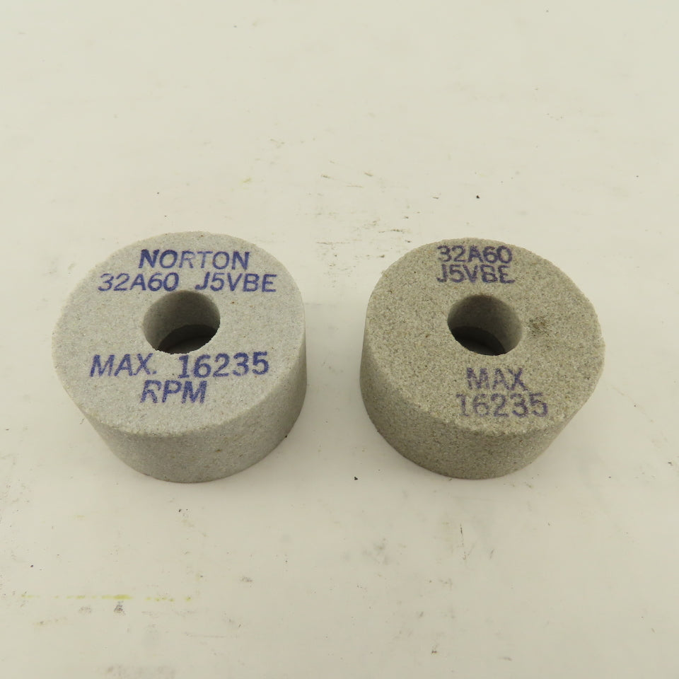 Norton 32A60 J5VBE 2" x 1" x 5/8" Alundum Grinding Wheels Lot Of 2
