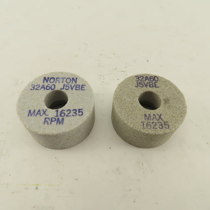 Norton 32A60 J5VBE 2" x 1" x 5/8" Alundum Grinding Wheels Lot Of 2