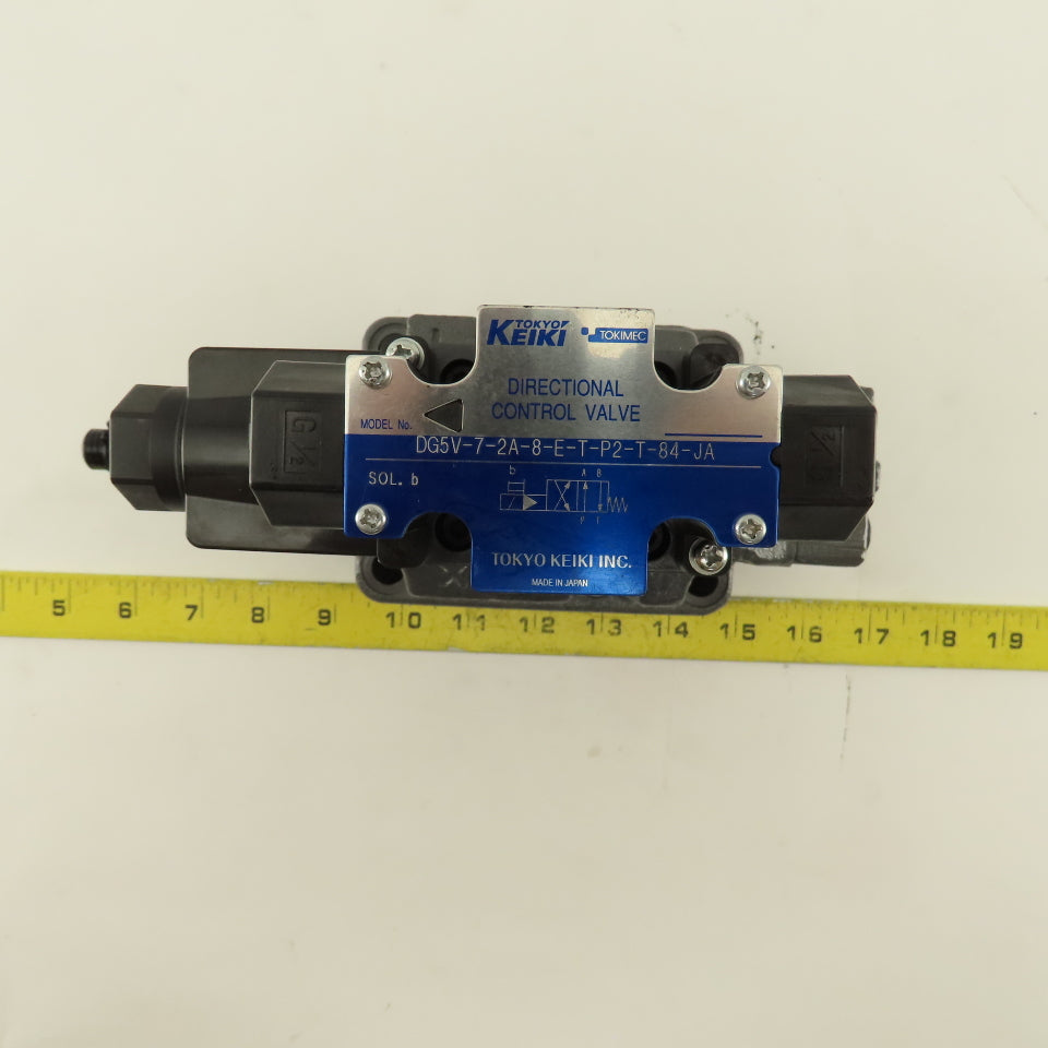 Tokyo Keiki DG5V-72A-8-E-TP2-T-84-JA 2 Way Hydraulic Valve Single Solenoid 100V