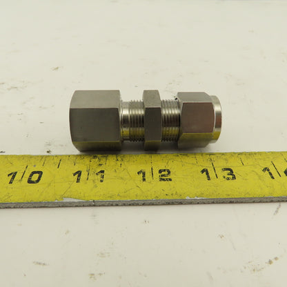 3/8 FNPT x 1/2" Compression Stainless Steel Bulkhead Fitting