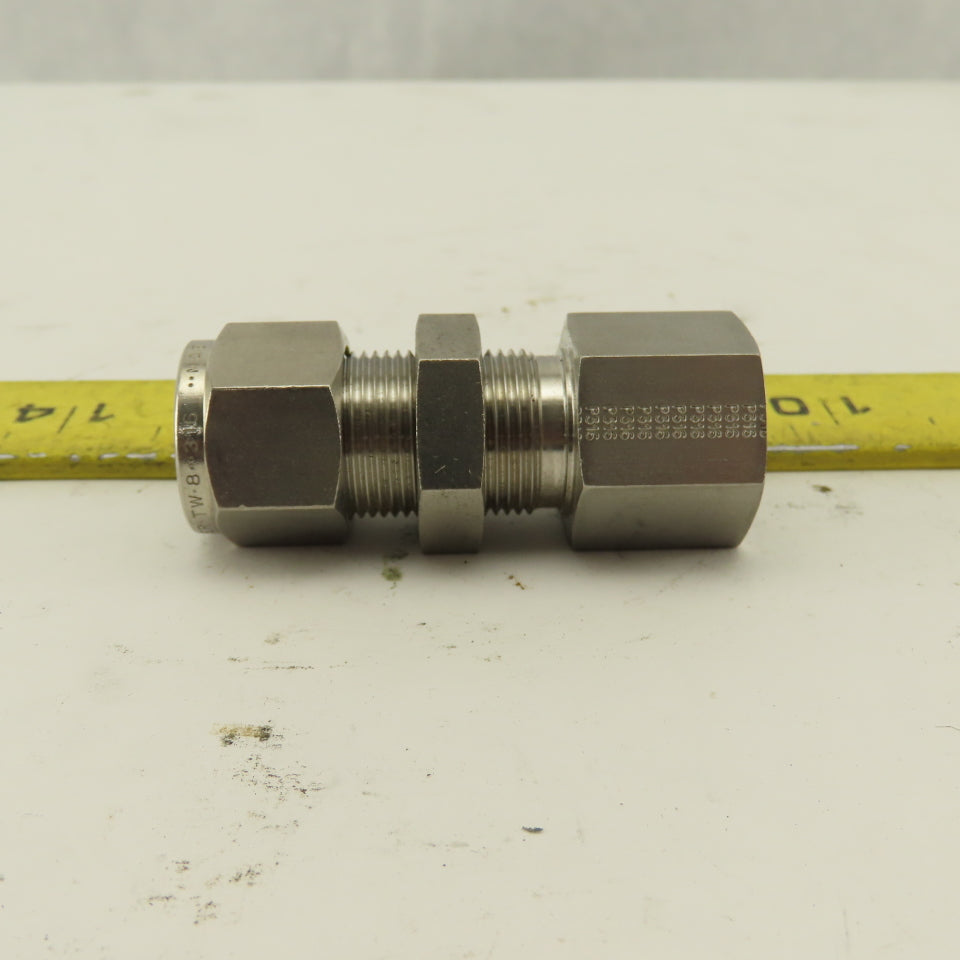 3/8 FNPT x 1/2" Compression Stainless Steel Bulkhead Fitting