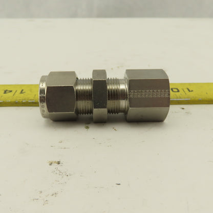 3/8 FNPT x 1/2" Compression Stainless Steel Bulkhead Fitting