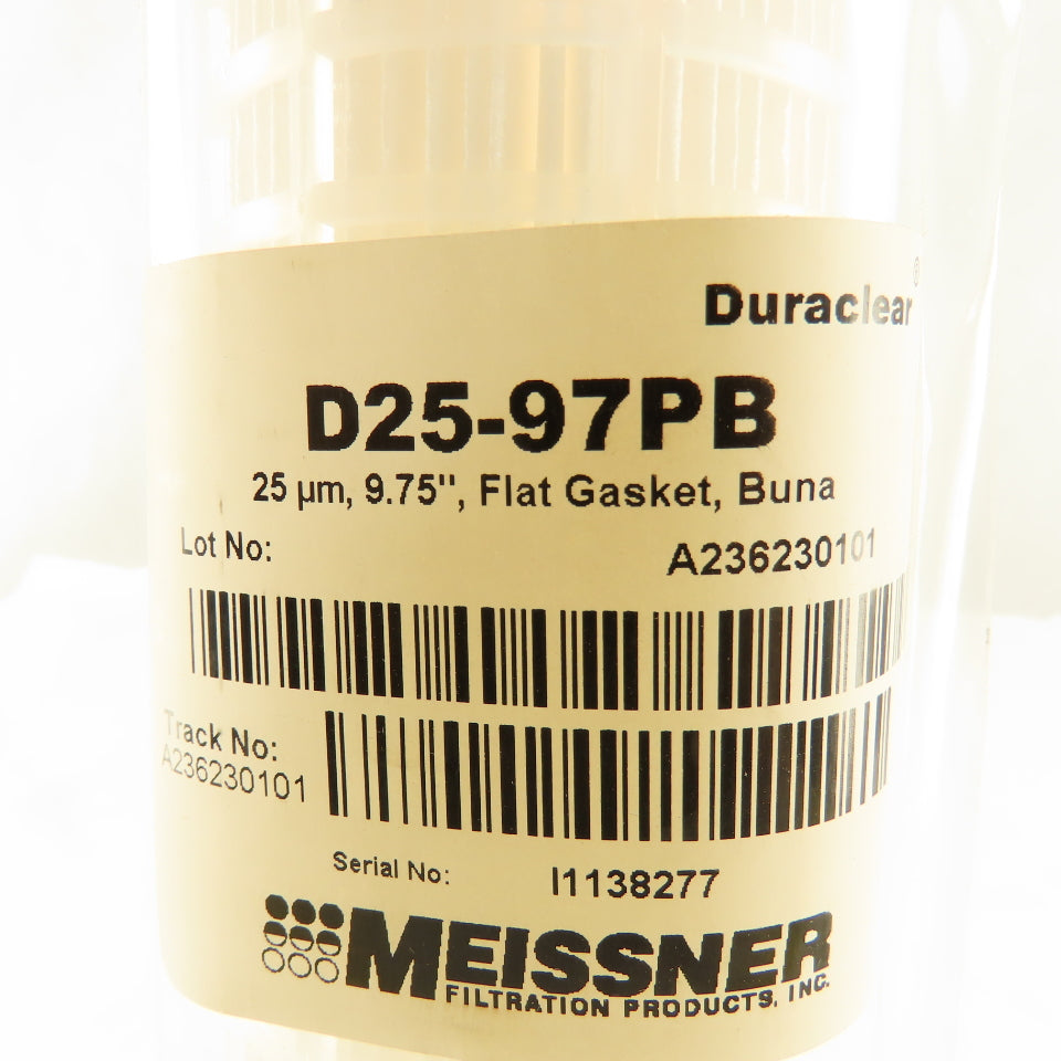 Meissner D25-97PB Duraclear 25um 9-3/4" Flat Gasket Water Filter Cartridge