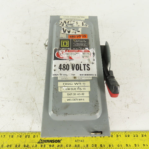 Square D HU361 30A 600V AC/DC Non-Fused Safety Disconnect Switch