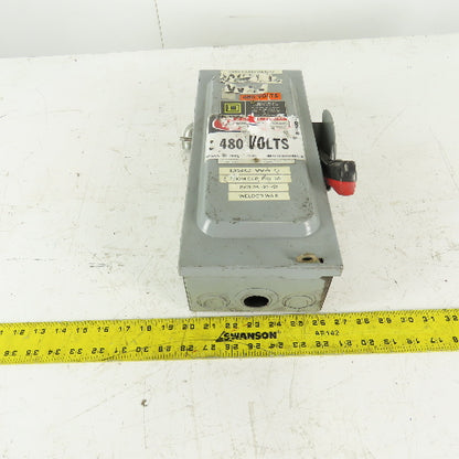Square D HU361 30A 600V AC/DC Non-Fused Safety Disconnect Switch