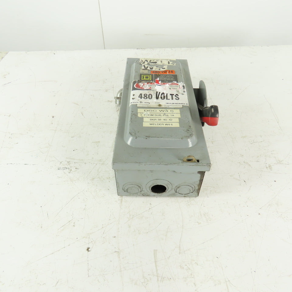 Square D HU361 30A 600V AC/DC Non-Fused Safety Disconnect Switch