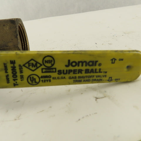 Jomar 1" Brass Gas Shut Off Ball Valve 150WSP 500WOG
