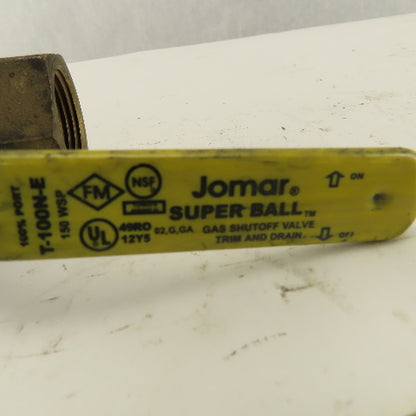 Jomar 1" Brass Gas Shut Off Ball Valve 150WSP 500WOG
