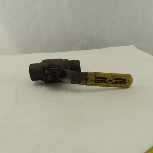 Milwaukee Valve 1-1/4" Slip Sweat Cast Copper Ball Valve 600WOG 150SWP