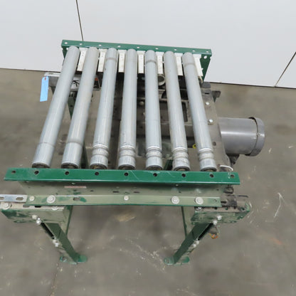 Rapistan Dematic 25"W x 24"L 22"BF Belt Driven Roller Conveyor 50FPM W/Legs 3Ph