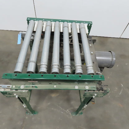 Rapistan Dematic 25"W x 24"L 22"BF Belt Driven Roller Conveyor 50FPM W/Legs 3Ph