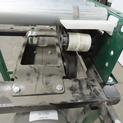 Rapistan Dematic 25"W x 24"L 22"BF Belt Driven Roller Conveyor 50FPM W/Legs 3Ph